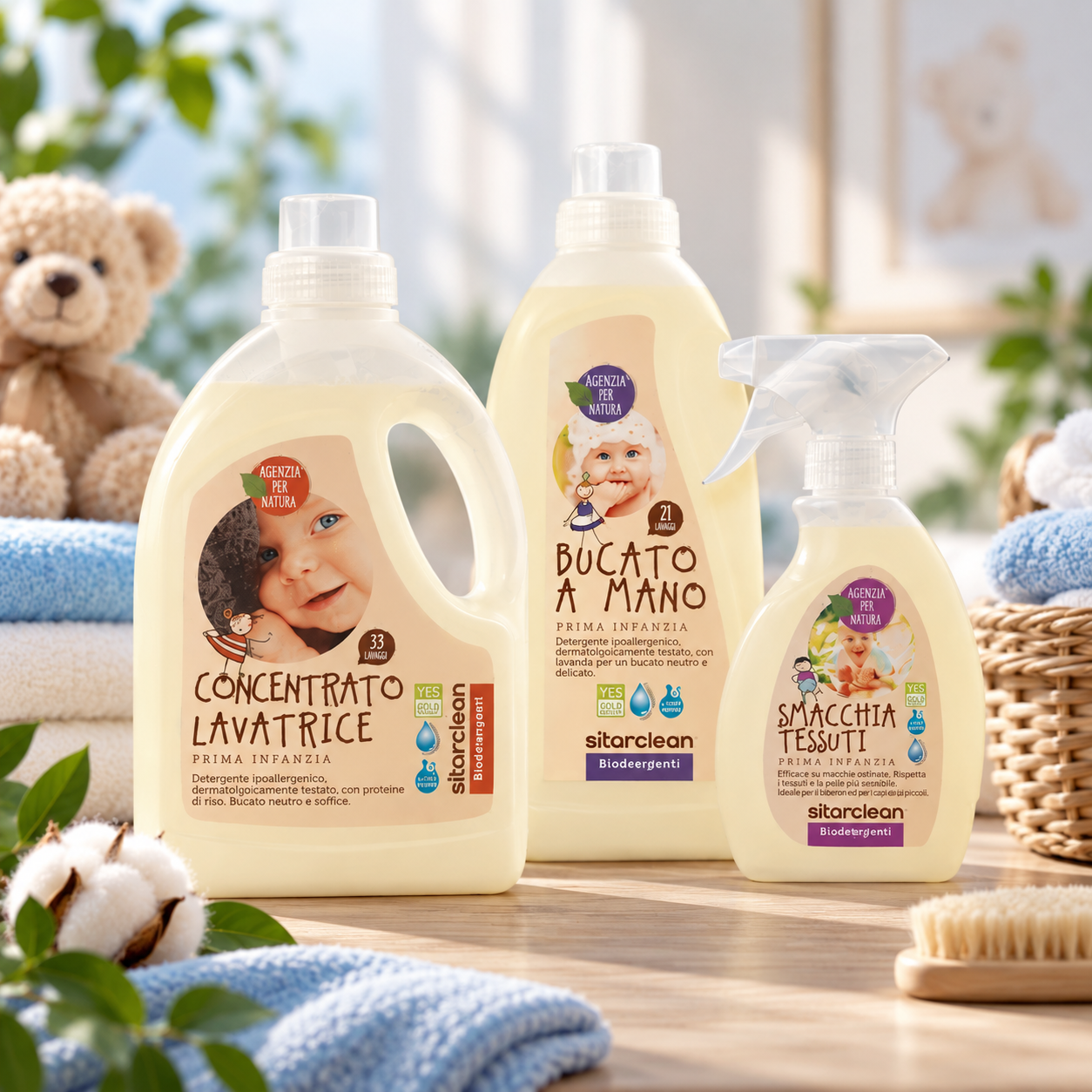 Due confezioni della linea di detergenti naturali per la casa