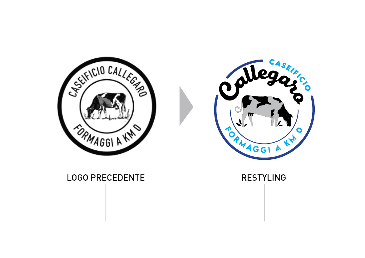 Restyling del logo per un caseificio artigianale, confronto prima e dopo