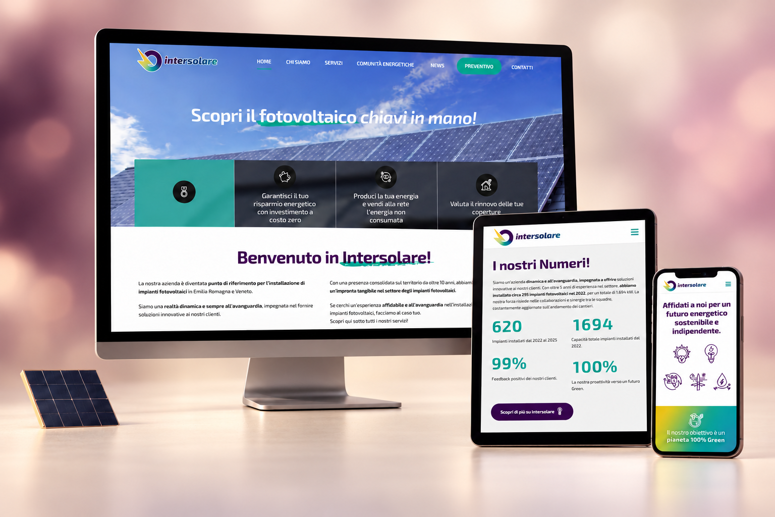 Progetto di comunicazione e sito web per azienda del settore fotovoltaico