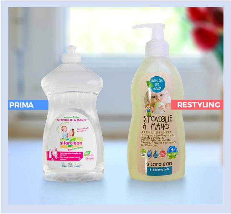 Evoluzione della confezione di un detergente naturale per la prima infanzia